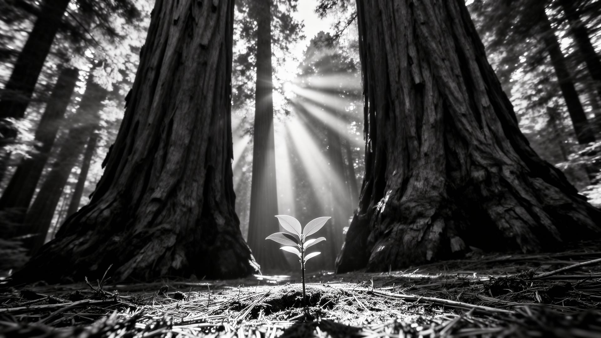 A sapling breaking ground